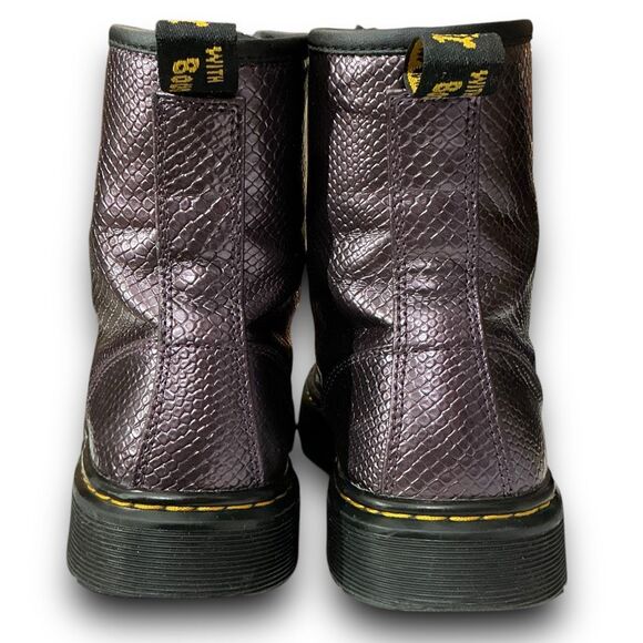 Dr. Martens Purple Snakeskin Embossed Leather Boots Combat Boots - Picture 4 of 9